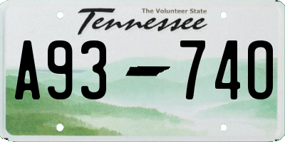 TN license plate A9374O