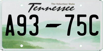 TN license plate A9375C