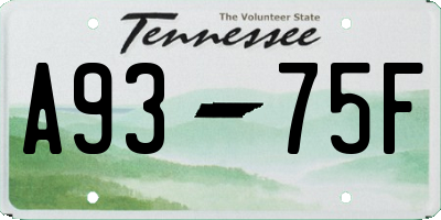 TN license plate A9375F