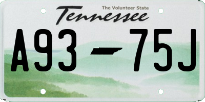 TN license plate A9375J