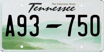 TN license plate A9375O