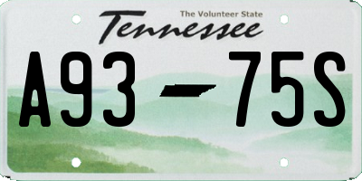 TN license plate A9375S