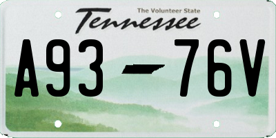 TN license plate A9376V