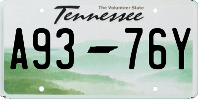 TN license plate A9376Y