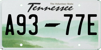 TN license plate A9377E