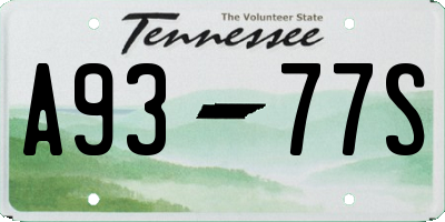 TN license plate A9377S