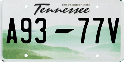 TN license plate A9377V