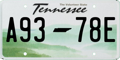 TN license plate A9378E
