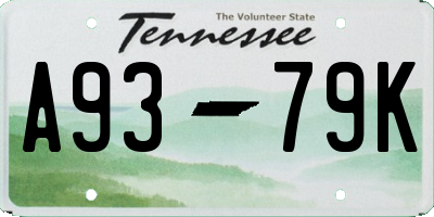TN license plate A9379K