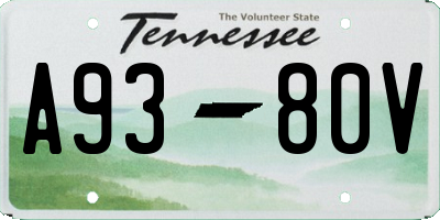 TN license plate A9380V