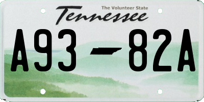 TN license plate A9382A