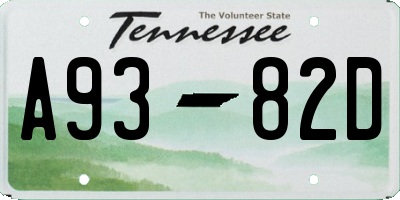 TN license plate A9382D