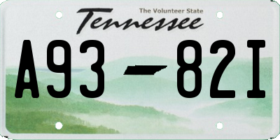TN license plate A9382I