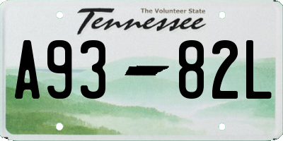 TN license plate A9382L