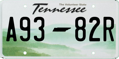 TN license plate A9382R