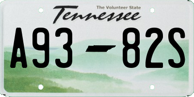 TN license plate A9382S