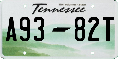 TN license plate A9382T