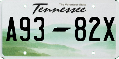 TN license plate A9382X