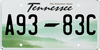 TN license plate A9383C
