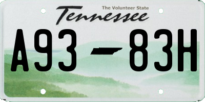 TN license plate A9383H