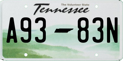 TN license plate A9383N