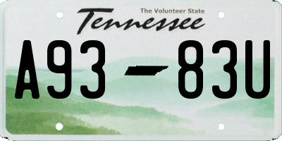 TN license plate A9383U