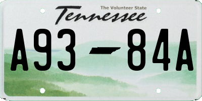 TN license plate A9384A