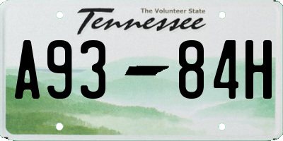 TN license plate A9384H