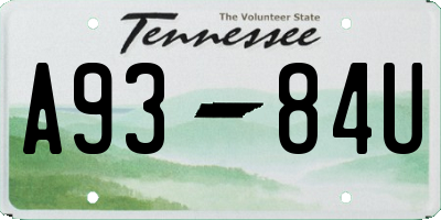 TN license plate A9384U