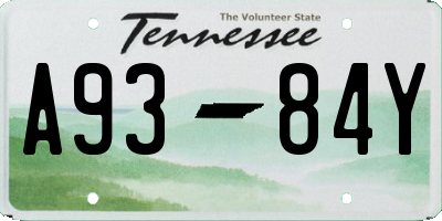 TN license plate A9384Y