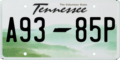 TN license plate A9385P