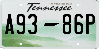 TN license plate A9386P