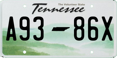 TN license plate A9386X