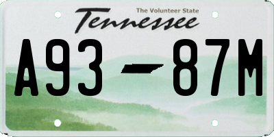 TN license plate A9387M