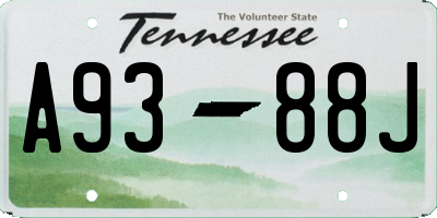 TN license plate A9388J