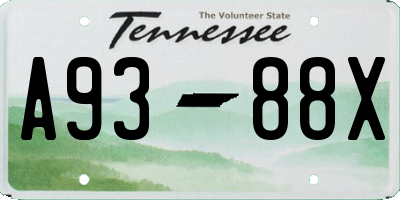TN license plate A9388X