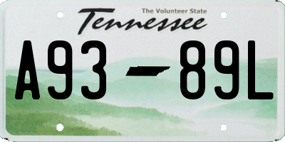TN license plate A9389L