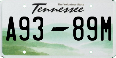 TN license plate A9389M
