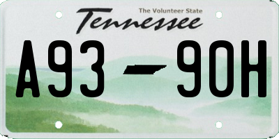 TN license plate A9390H