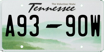 TN license plate A9390W