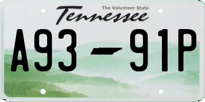 TN license plate A9391P