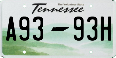 TN license plate A9393H