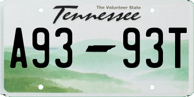 TN license plate A9393T