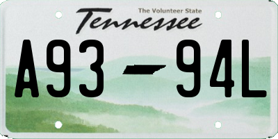 TN license plate A9394L