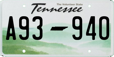 TN license plate A9394O