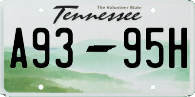 TN license plate A9395H