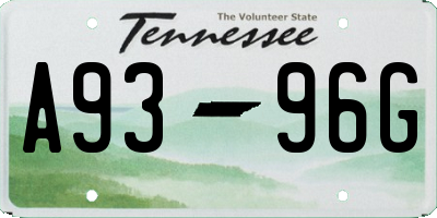 TN license plate A9396G