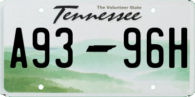 TN license plate A9396H