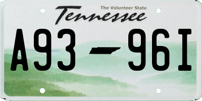 TN license plate A9396I
