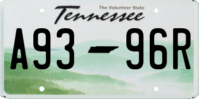TN license plate A9396R